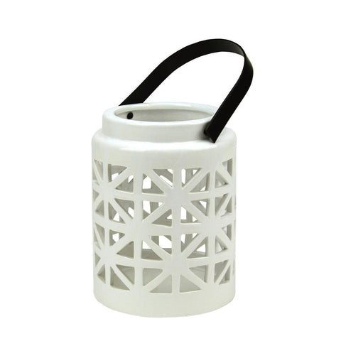 10" Seaside Treasures Decorative White Ceramic Cutwork Candle Holder Lantern