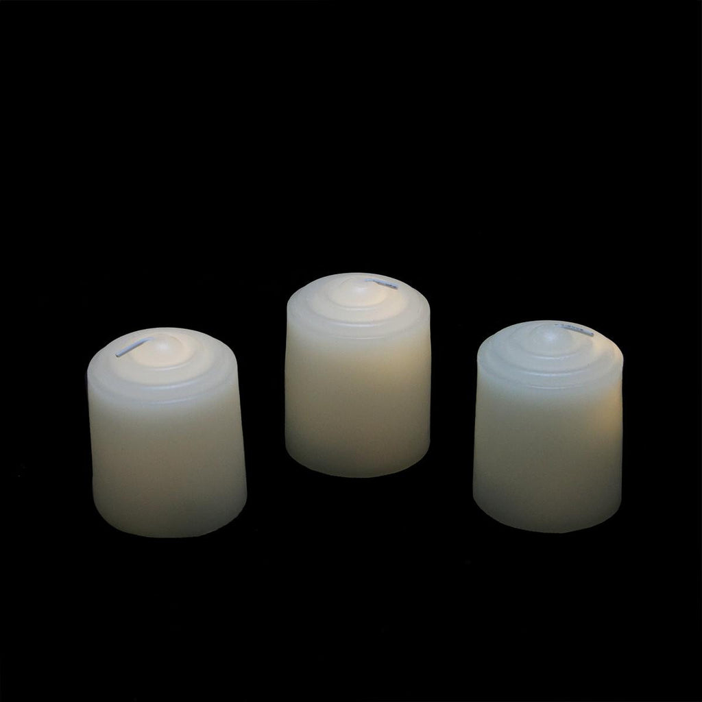 Pack of 3 White Battery Operated Flameless LED Lighted Flickering Wax Christmas Votive Candles