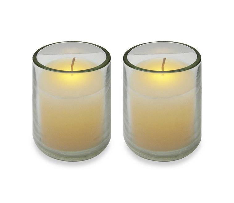 Pack of 2 Ivory Battery Operated Flameless LED Lighted Flickering Wax Votive Candles