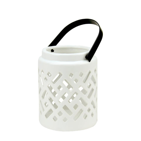 10" Seaside Treasures Decorative White Ceramic Cutwork Candle Holder Lantern