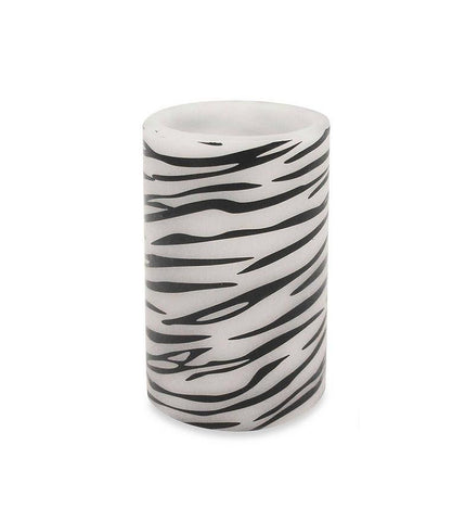 6.75" Zebra Print Battery Operated Flameless LED Lighted Flickering Wax Pillar Candle with Remote