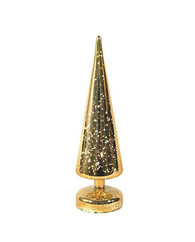 10.25" LED Lighted Color Changing Gold Mercury Glass Christmas Tree Table Top Decoration