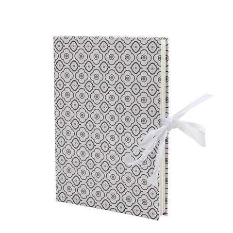 9.75" New Romance Purple, Gray and White Quatrefoil Picture Photo Album with White Bow - 4" x 6"