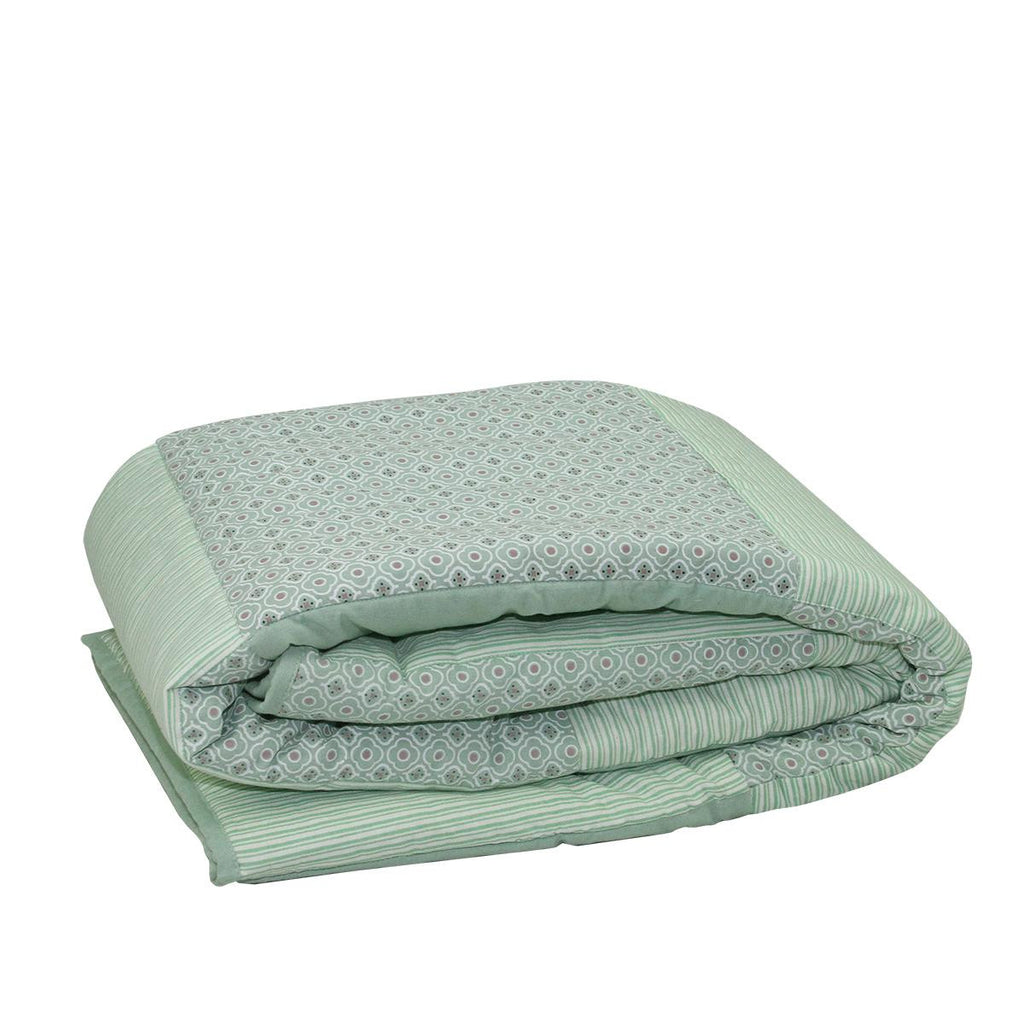 78.75" New Romance Spring Green Stripe and Quatrefoil Quilted Throw Blanket