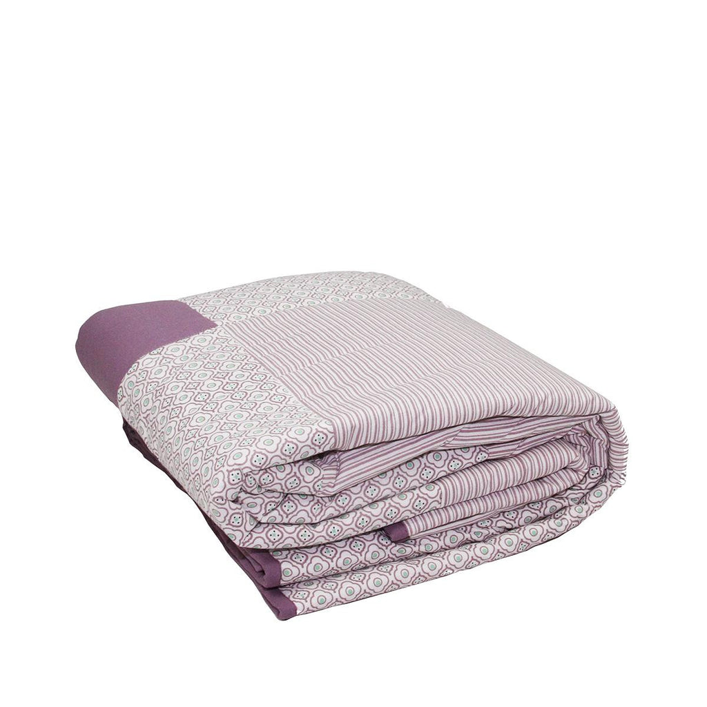 78.75" New Romance Purple and White Stripe and Quatrefoil Quilted Throw Blanket