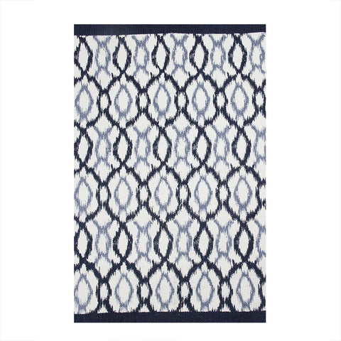 2' x 3' Seaside Treasures Navy, Pastel Blue and White Marquise Pattern Area Throw Rug