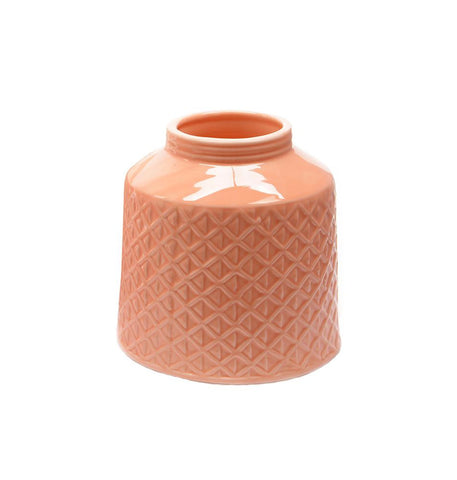 5" Basic Luxury Peach Porcelain Vase with Etched Diamond Candy Design