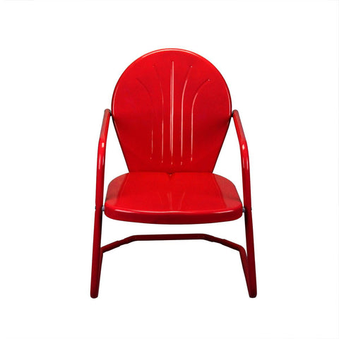 34" Vibrant Red Retro Metal Outdoor Tulip Chair