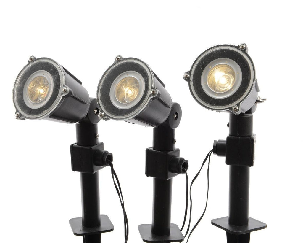 Set of 3 Eco-Friendly Outdoor Warm White LED Garden Lawn Stake Spotlights