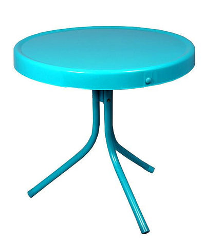 20" Turquoise Blue Retro Metal Tulip Outdoor Side Table