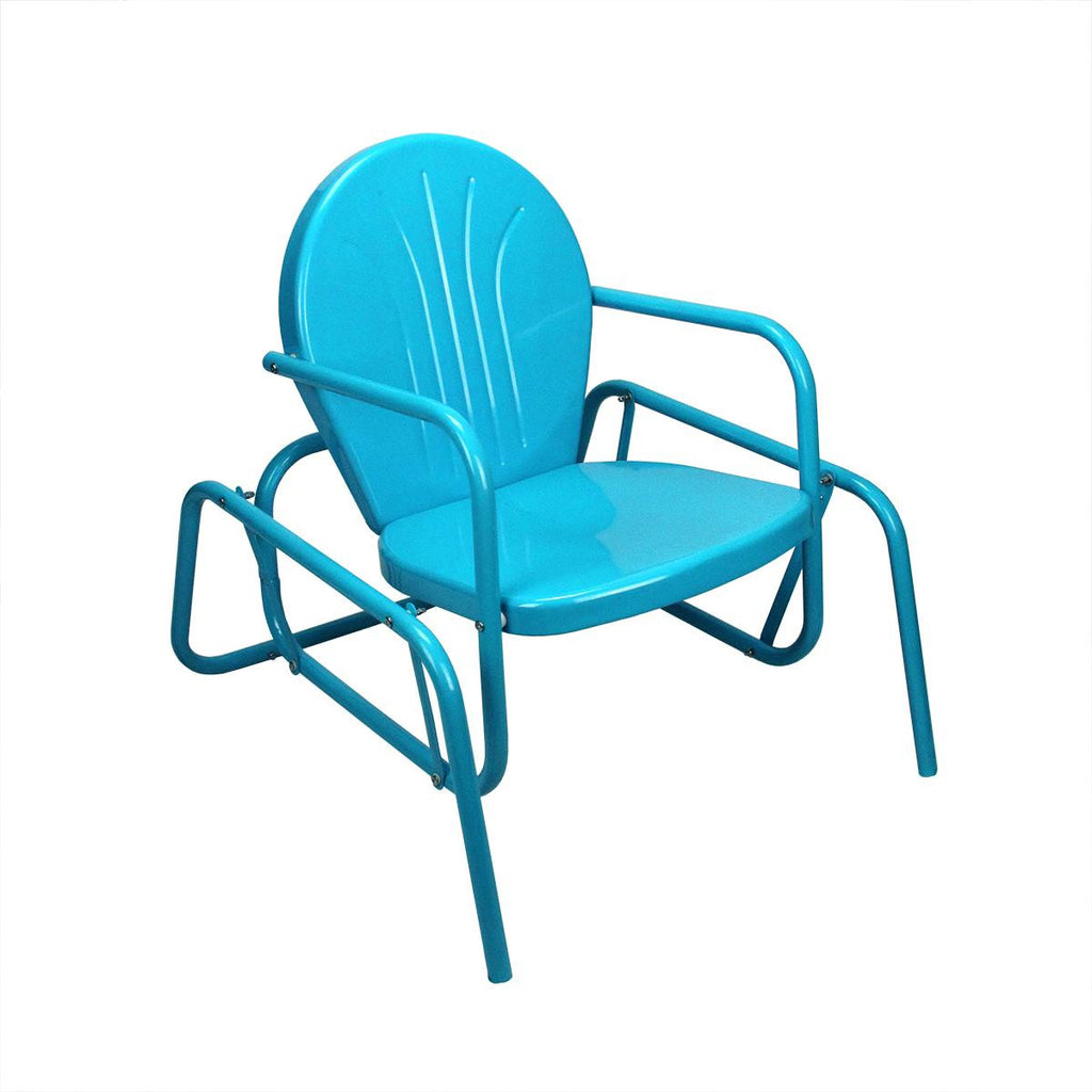 34" Turquoise Blue Retro Metal Tulip Outdoor Single Glider