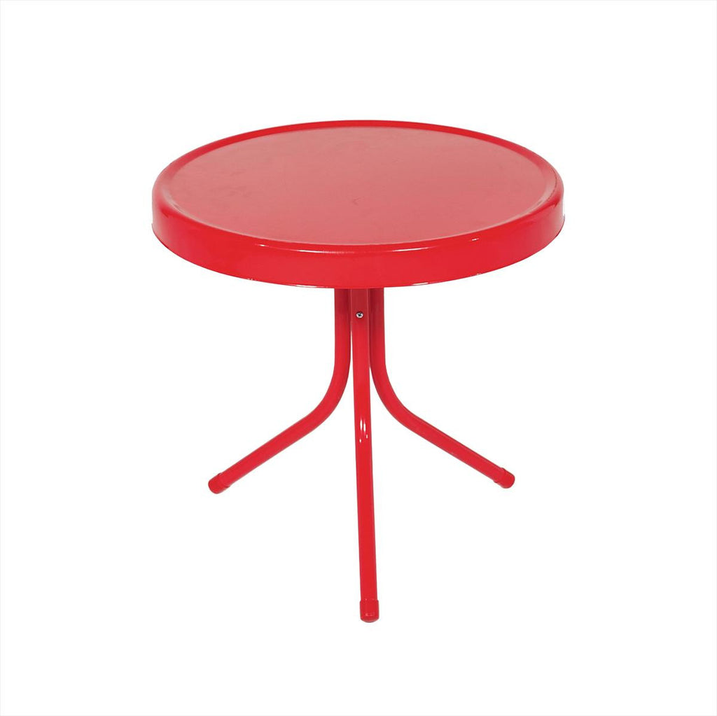 20" Vibrant Red Retro Metal Tulip Outdoor Side Table