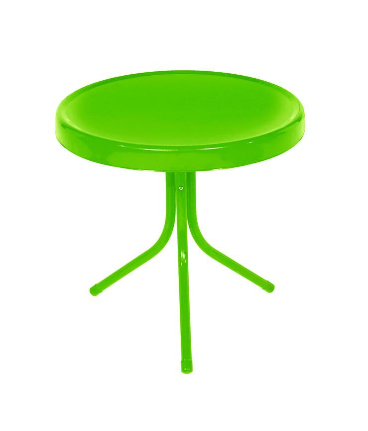 20" Lime Green Retro Metal Tulip Outdoor Side Table