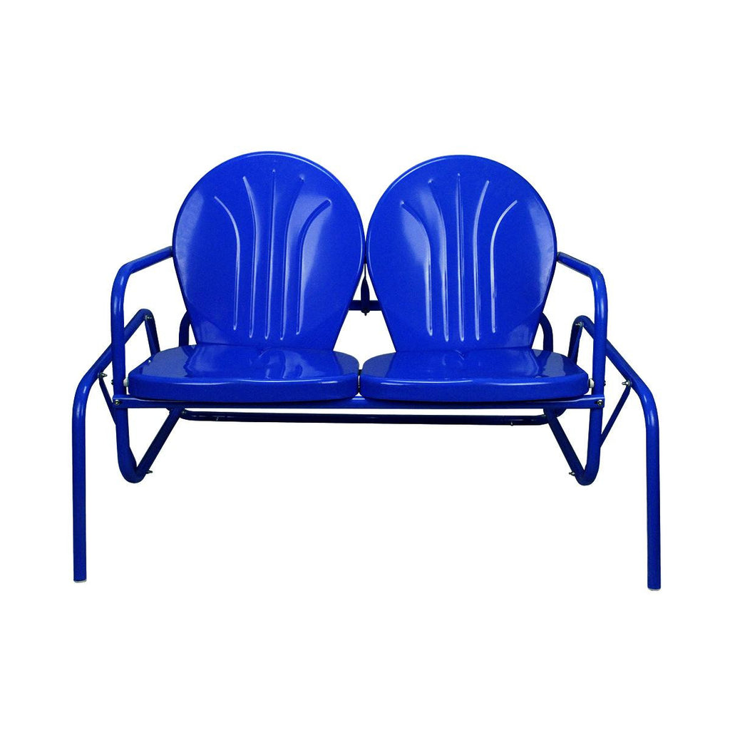 41" Electric Blue Retro Metal Tulip Outdoor Double Glider