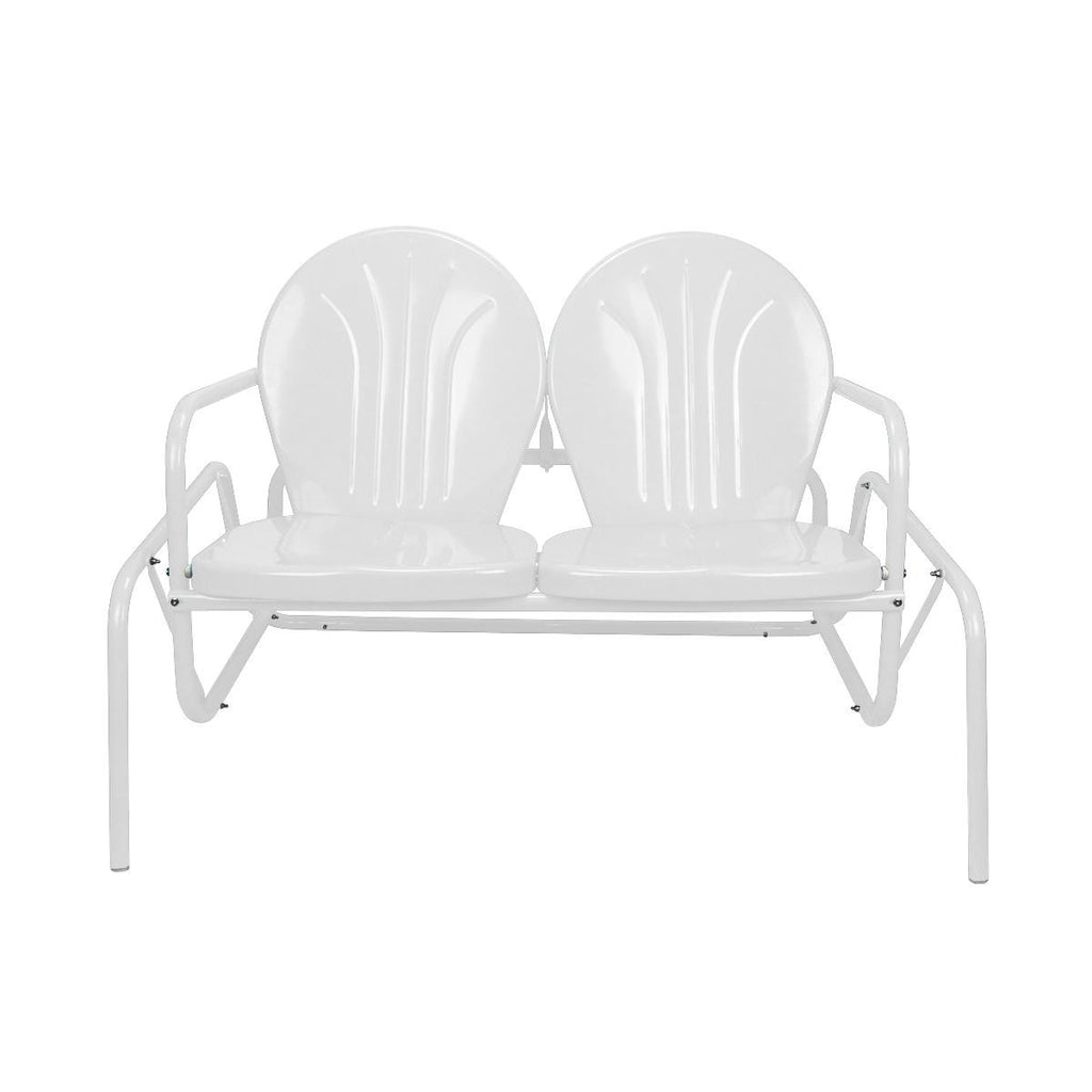 41" White Retro Metal Tulip Outdoor Double Glider