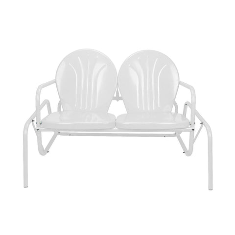 41" White Retro Metal Tulip Outdoor Double Glider