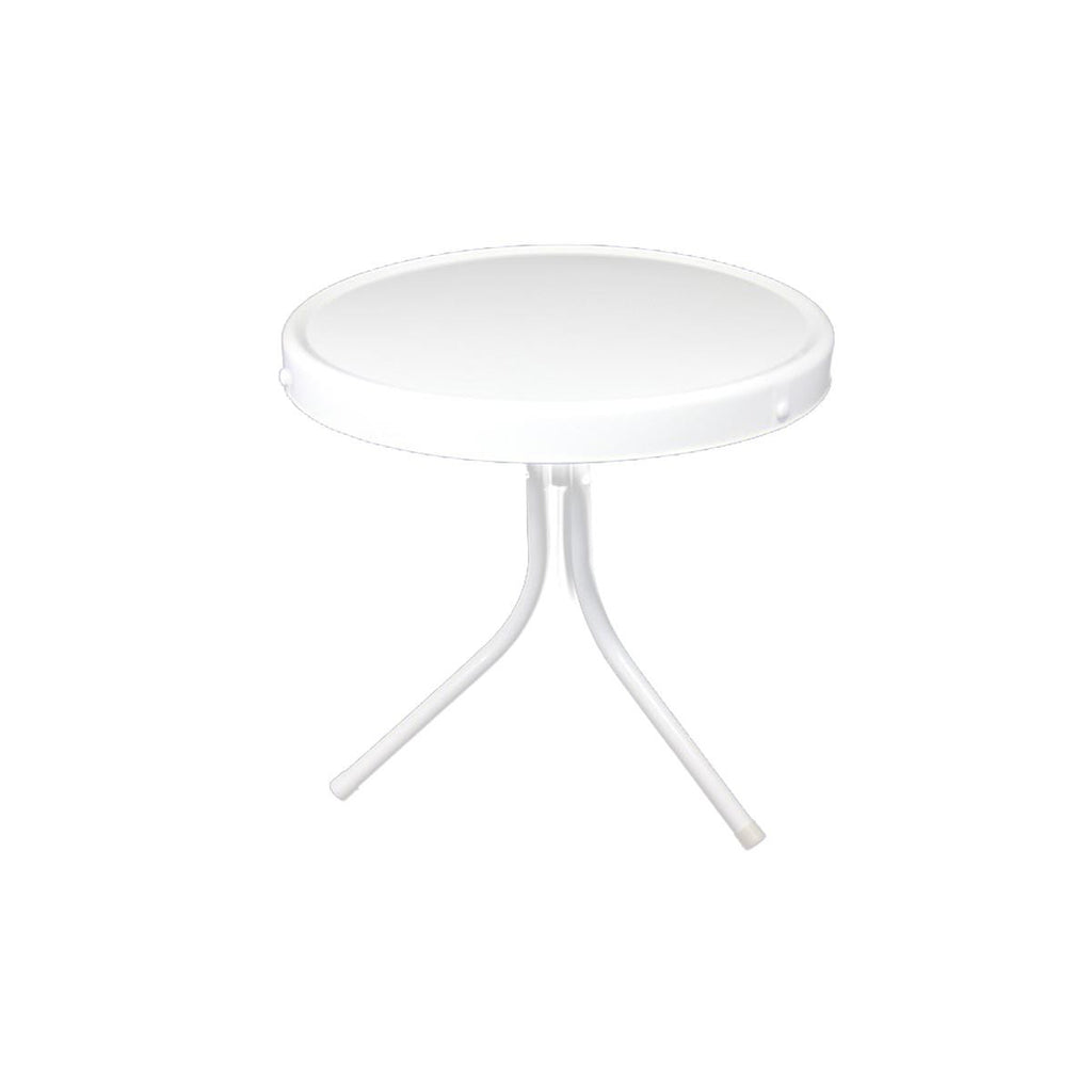 20" White Retro Metal Tulip Outdoor Side Table