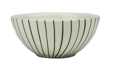 5.75" Basic Luxury Decorative Black Stripes on White Round Terracotta Serving Bowl