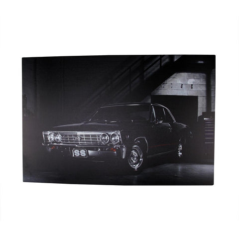 LED Lighted Black Chevelle SS Classic Car Canvas Wall Art 15.75" x 23.75"