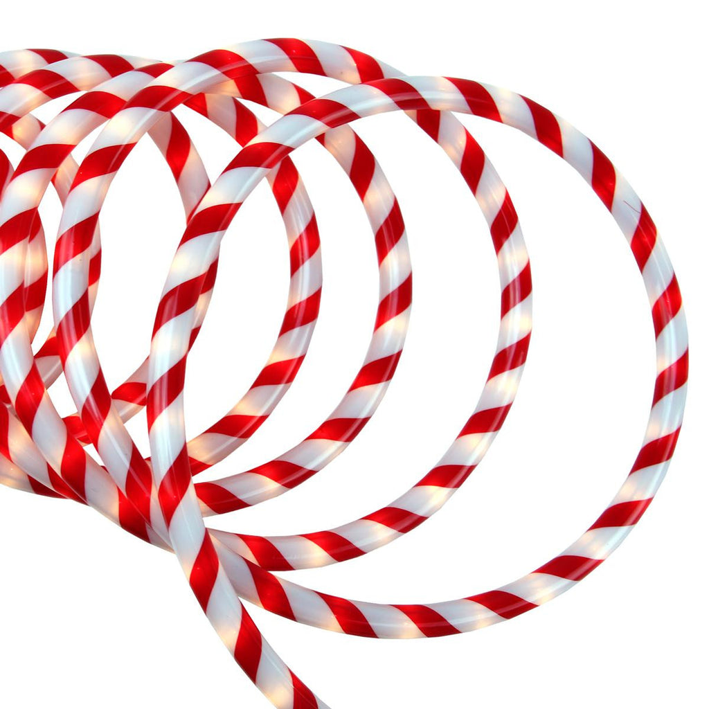 18' Red and White Candy Cane Indoor-Outdoor Christmas Rope Lights