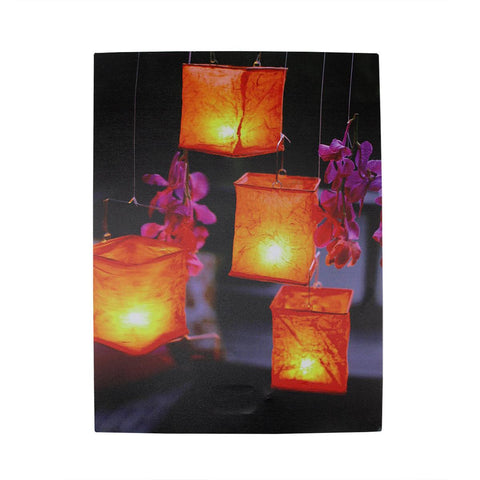 LED Lighted Flickering Garden Lantern Candles with Pink Orchids Canvas Wall Art 15.75" x 11.75"