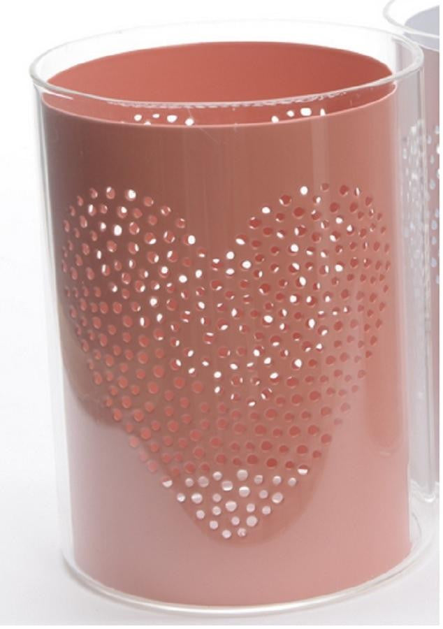 Basic Luxury Glass Hurricane with Coral Insert Votive Candle Holder 4.5"