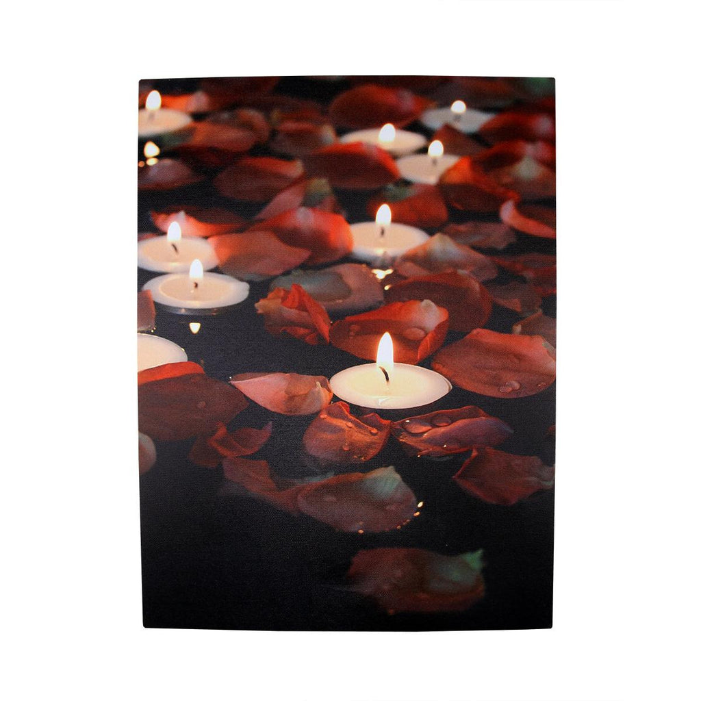 LED Lighted Flickering Garden Party Floating Candles with Rose Petals Canvas Wall Art 15.75" x 11.75"