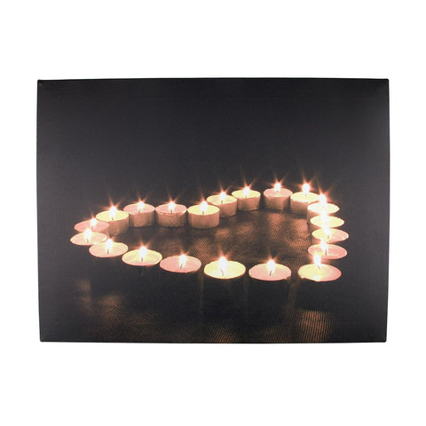 LED Lighted Flickering Heart-Shaped Candles Canvas Wall Art 11.75" x 15.75"