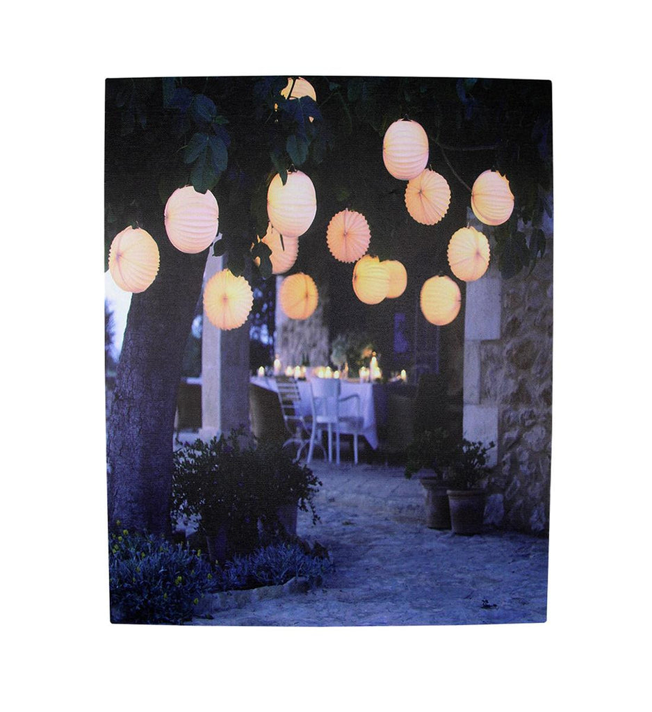 LED Lighted Flickering Garden Party Chinese Lanterns Canvas Wall Art 11.75" x 15.75"