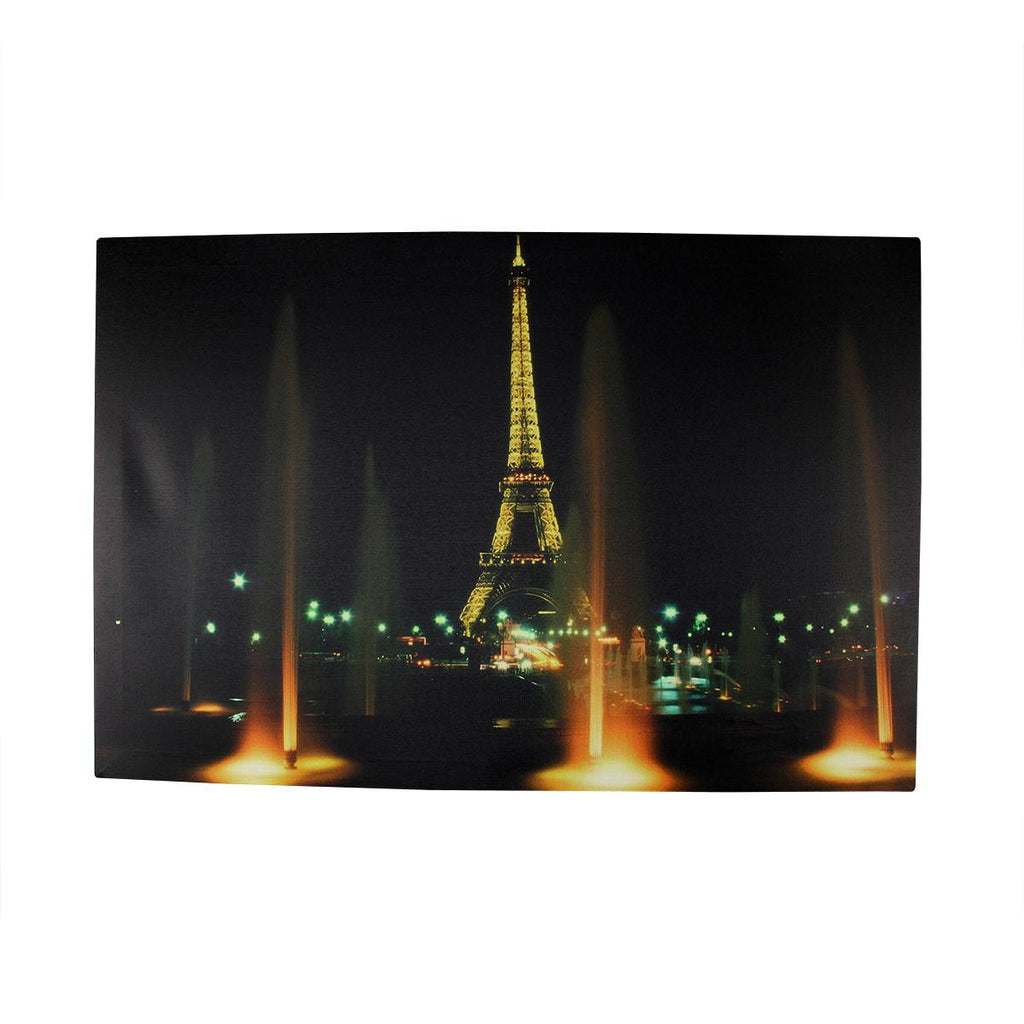 LED Lighted Famous Eiffel Tower Paris France at Night Canvas Wall Art 15.75" x 23.75"