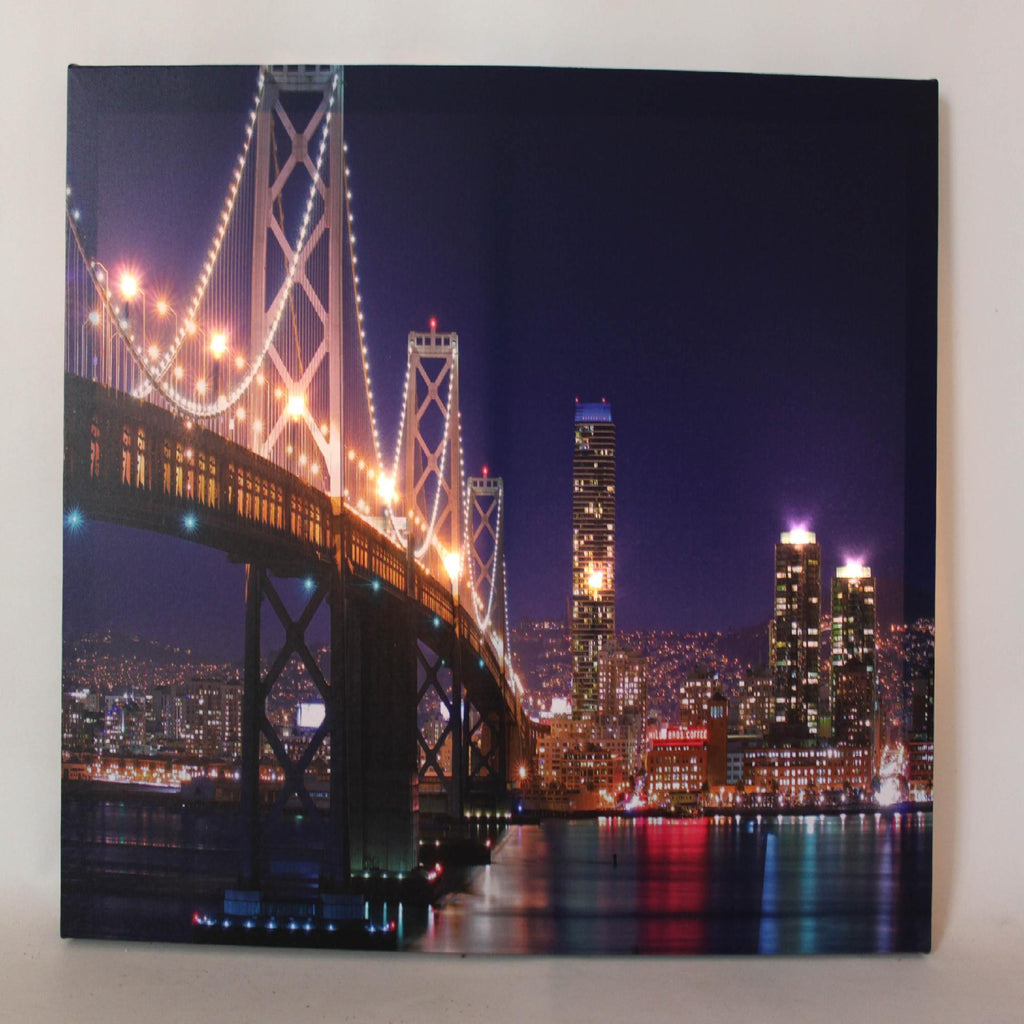 LED Lighted San Francisco Oakland Bay Bridge Canvas Wall Art 15.75" x 23.5"