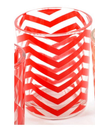 Basic Luxury Strawberry Margarita Red Chevrons Glass Tea Light Candle Holder