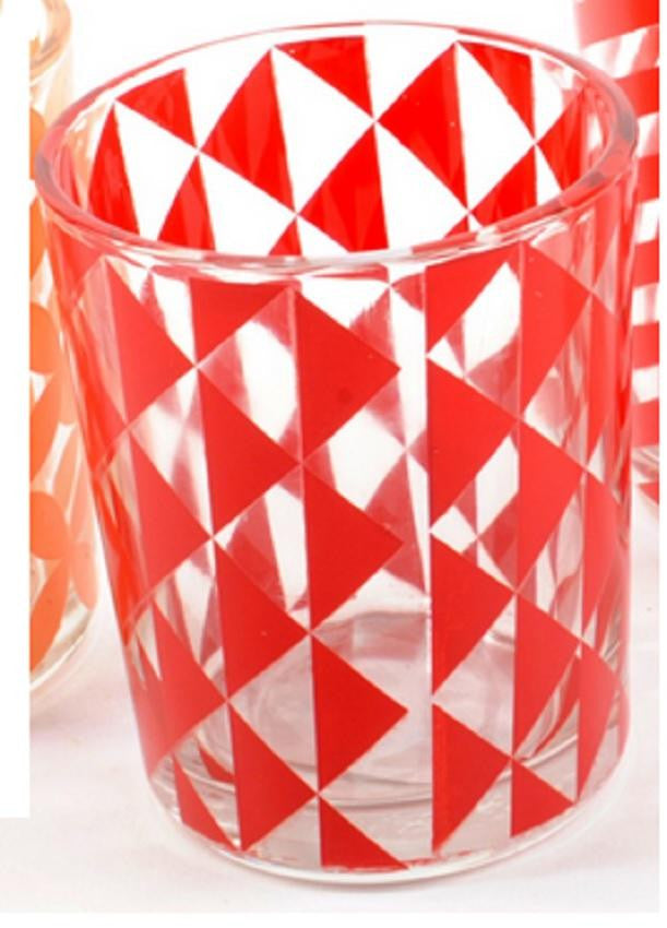 Basic Luxury Strawberry Margarita Red Triangles Glass Tea Light Candle Holder