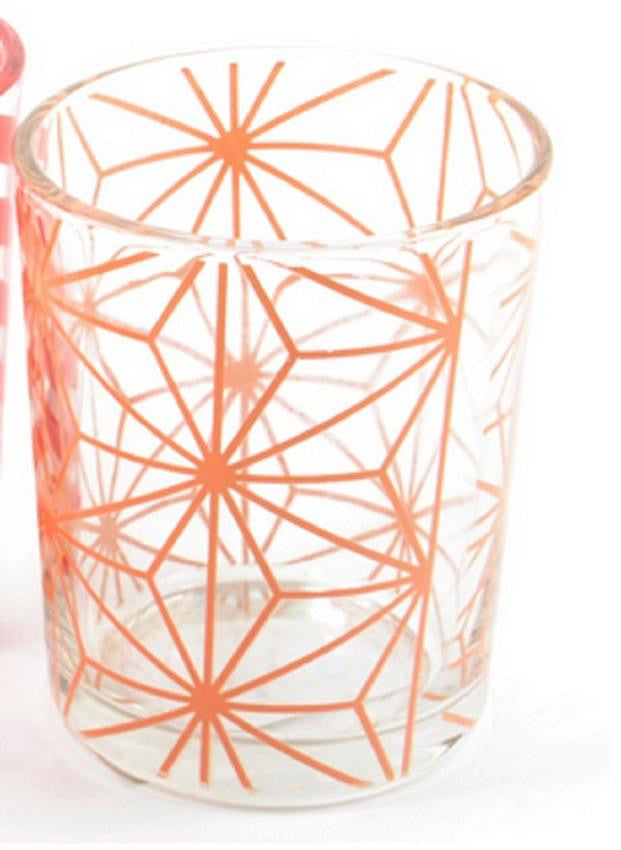 Basic Luxury Peach Melba Stars Glass Tea Light Candle Holder 2.5"