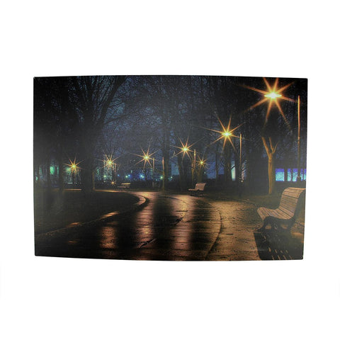 LED Lighted Nighttime City Park Scene Canvas Wall Art 15.75" x 23.75"