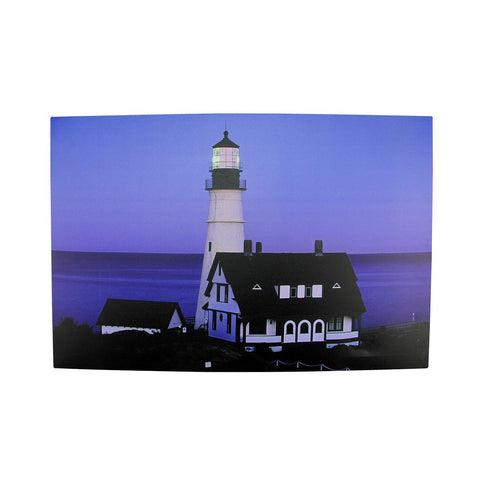 LED Lighted Dusk Lighthouse Seaside Scene Canvas Wall Art 15.75" x 23.75"