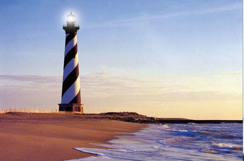 LED Lighted Lighthouse Seaside Beach Scene Canvas Wall Art 15.75" x 23.5"