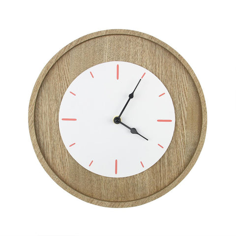 11.75" Basic Luxury Lily White and Coral Decorative Wall Mounted Analog Clock