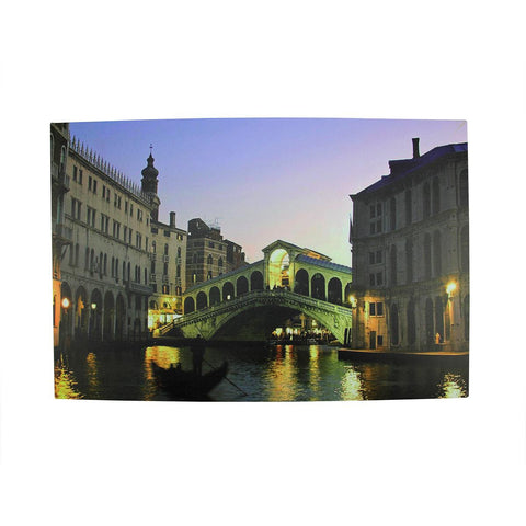 LED Lighted Venice City Italy Nighttime Scene Canvas Wall Art 15.75" x 23.5"