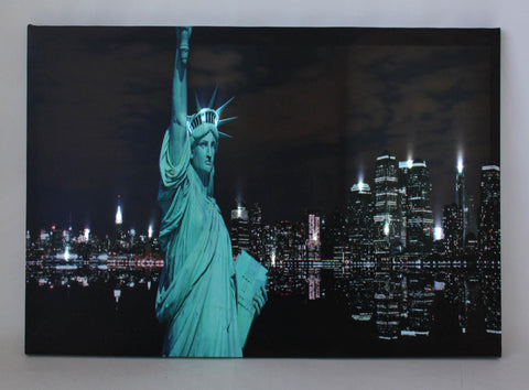 LED Lighted Statue of Liberty with New York City Skyline Canvas Wall Art 15.75" x 39.25"