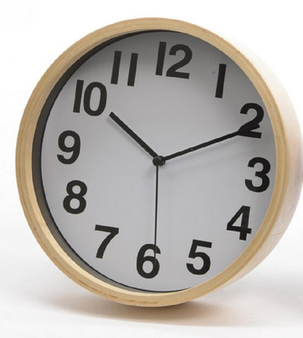 8.25" Basic Luxury Natural Finish Wooden Wall Mounted Analog Clock