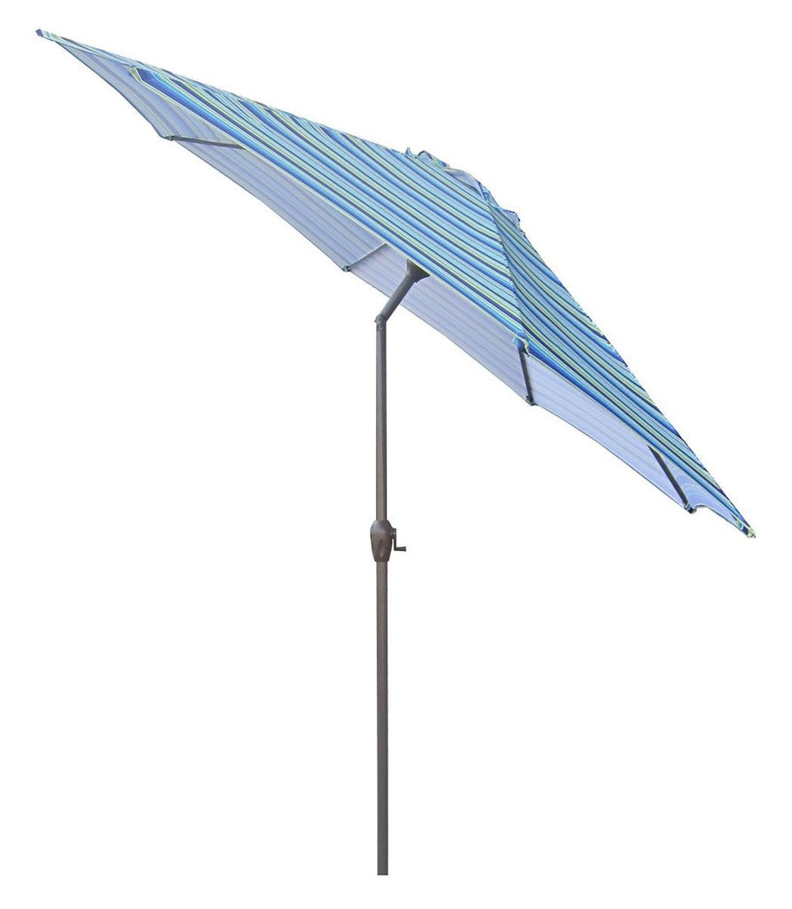 9' Outdoor Patio Market Umbrella with Hand Crank and Tilt - Blue Stripe