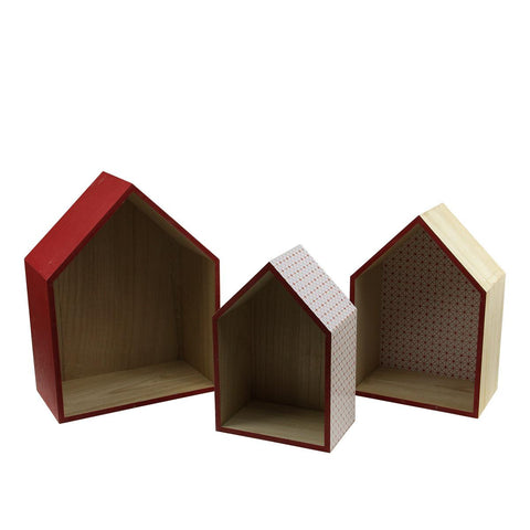 Set of 3 Basic Luxury Shadow Boxes with Rose Red Accents 11.5 - 15.5"