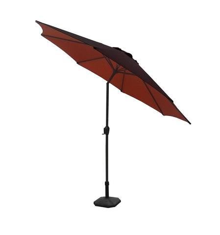 9' Outdoor Patio Market Umbrella with Hand Crank and Tilt - Brown and Rust