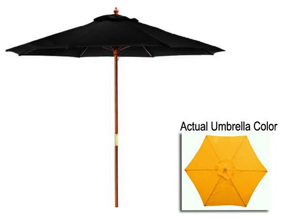 9' Outdoor Patio Market Umbrella - Yellow and Cherry Wood