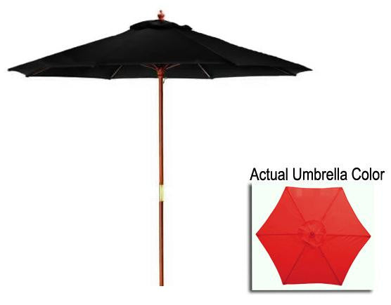 9' Outdoor Patio Market Umbrella - Red and Cherry Wood