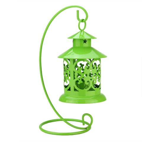 8.75" Shiny Green Votive or Tealight Candle Holder Mini Lantern with Hanger