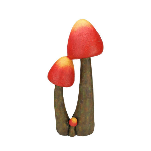 24.5" Red, Orange and Brown Wild Mushroom Outdoor Patio Garden Statue