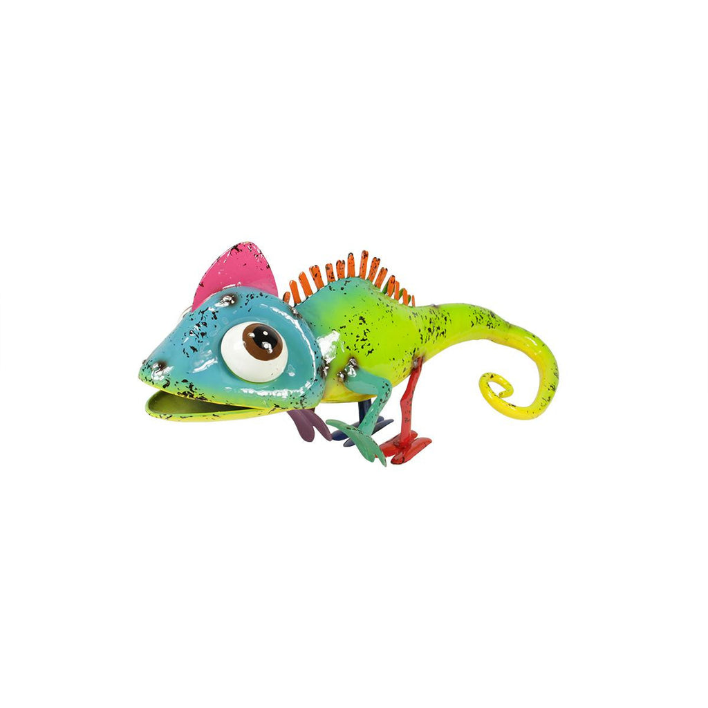 12.75" Vibrant Multi-Color Distressed Finish Chameleon Outdoor Garden Figure