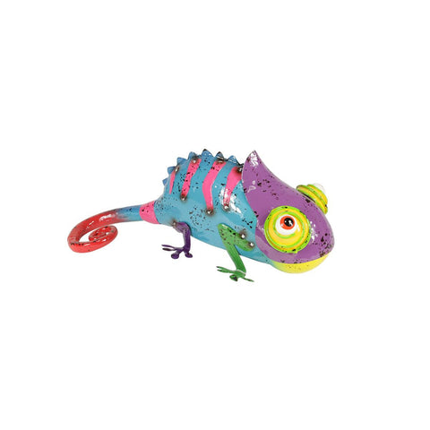 11.75" Bright Multi-Color Spiny Chameleon Outdoor Garden Figure